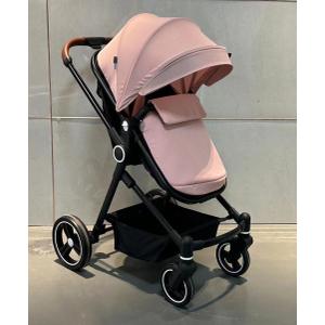 2 In1 Baby Stroller, High Landscape Infant Stroller, Reversible Bassinet Pram Stroller Baby Lightweight Stroller with Convenient One-Hand Fold, Reclining Seat, and Extra-Large Canopy, Pink