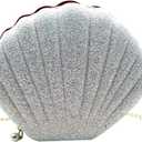 AIBEARTY Cute Seashell Shape Crossbody Purse Small Shoulder Bag with Chain for Women Little Girls (Sequin White)