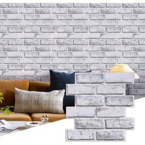 Commomy Brick Peel and Stick Tile - 10 pcs 11.8”x 11.8” (Covers 9.7 sq.ft) Small Size PVC Printable Faux Brick Wall Panels Brick Wallpaper Wall Paneling for Kitchen,Bedroom,Bathroom,Living Room