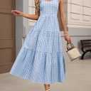 ANRABESS Womens Summer Midi Dresses Casual Striped Plaid Sleeveless Flowy Maxi Dress 2026 Beach Vacation Sundress (Blue, S)