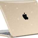 EooCoo Case Compatible with MacBook Air 15 inch M5 2026 2025-2023 Release M4 M3 M2 Model A3448 A3241 A3114 A2941, Plastic Hard Shell Case & Keyboard Cover & Screen Protector, Sparkly Starlight
