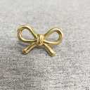 2 Pack Solid Brass Bow Drawer Knobs, Gold Bow Knobs for Kitchen Cabinet Hardware, Vintage Vanity Dresser Pulls, Nursery Kids Bedroom Creative Tie Decorative Handles (Brass Bow)