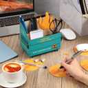 Chuangdi 3 Set Dumpster Fire Pencil Holder on Desk with 150 Flame Note Cards Office Caddy Dumpster Fire Cute Accessories Decor for Desk Pens Pencils Funny Gift Not Assembled(Blue)