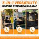 Evertail Pet Stroller 3-in-1 Foldable Dog Stroller for Small Dog or Cat up to 55 lbs, Detachable Carrier & Car Seat, Rubber Wheels, Anti-Shock Stabilizers, Water Bottle, Poop Bags