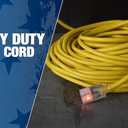 Southwire Outdoor Extension Cord – Durable Vinyl Jacket for For Farm, Ranch & Workshop - Lighted End With Reinforced Blades - SJTW, Yellow - 12 Gauge, 3 Prong - 100 Feet