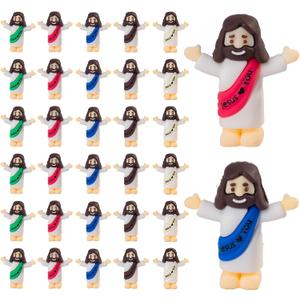100 Pcs Little Jesus Figures, Mini Jesus Figurines in Bulk for Easter Egg Stuffers Tiny Jesus Figures to Hide and Seek Religious Gifts（5 Colors）