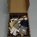 Tiny Land Wooden Dollhouse People Set, 5-Piece Poseable Wooden Doll Family with Dad, Mom, Brother, Sister, Baby and Stroller, Dollhouse Accessories Toy Pretend Play Gift for Kids Ages 3+