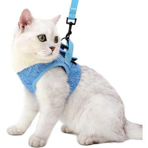 HEYWEAN Cat Harness and Leash - Ultra Light Escape Proof Kitten Collar Cat Walking Jacket with Running Cushioning Soft and Comfortable Suitable for Puppies Rabbits (Medium, Blue)