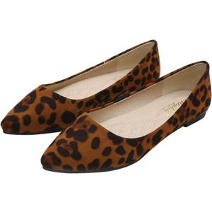 Leopard Print Ballet Flat Shoes Women Classic Pointed Low Heel Mules Comfortable Wedding Party Shoes (9)
