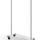 Simple Trending Standard Rod Clothing Garment Rack, Rolling Clothes Organizer on Wheels for Hanging Clothes, Chrome