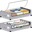 Yeenhoopy Under Bed Storage with Wheels, 2 Pack Under bed Storage Containers with Clear Lids & Zippers, Under Bed Shoe Storage Organizer, Rolling Underbed Storage for Clothes, Shoes, Blankets (Grey)