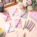 50 Sets Breast Cancer Awareness Gift Sets Pink Ribbon Ballpoint Pens Bulk with Mini Pocket Journal Notepads and Bags for Women Girls Charity Event Breast Cancer Party Supplies Decor