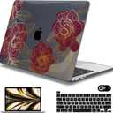 Mektron for MacBook Pro 13-inch Case 2022 2021 2020 Release A2338 M2 M1 A2289 A2251, Printed Plastic Hard Shell Cover for New MacBook Pro 13.3-inch Touch Bar Fits Touch IDA-Golden Rose