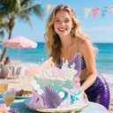 Mermaid Cake Topper Under the Sea Cake Decoration Seashell Cake Topper Under the sea Cake Decor Mermaid Party Supplies (Purple 1)