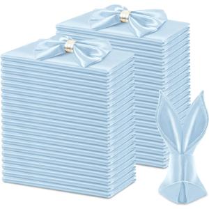 KKJIAF 50 Pack Light Blue Square Satin Napkins 17x17 Inch Soft Smooth Cloth Napkins Silky Table Napkin for Wedding Banquet Party Decoration