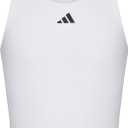 adidas Girls' Moisture-wicking Compression Tank Sports Bra (L, White)