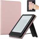 CoBak Case with Stand for for 6" Kindle (2024 & 2022, 11th Gen)  PU Leather Smart Cover with Auto Sleep/Wake & Hand Strap, Premium Protective Case for Kindle Basic,Rose Gold