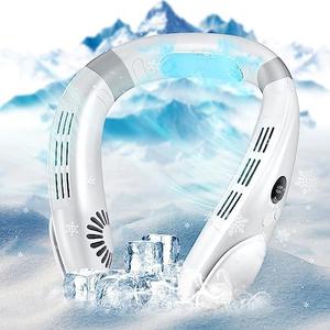 Jawhock Neck Fan with Cooling Plate｜Portable Neck Air Conditioner｜4400mAh Rechargeable Battery｜Hands Free Bladeless Fan for Gym Office Travel Camping｜3 Speed Personal Cooling Fan