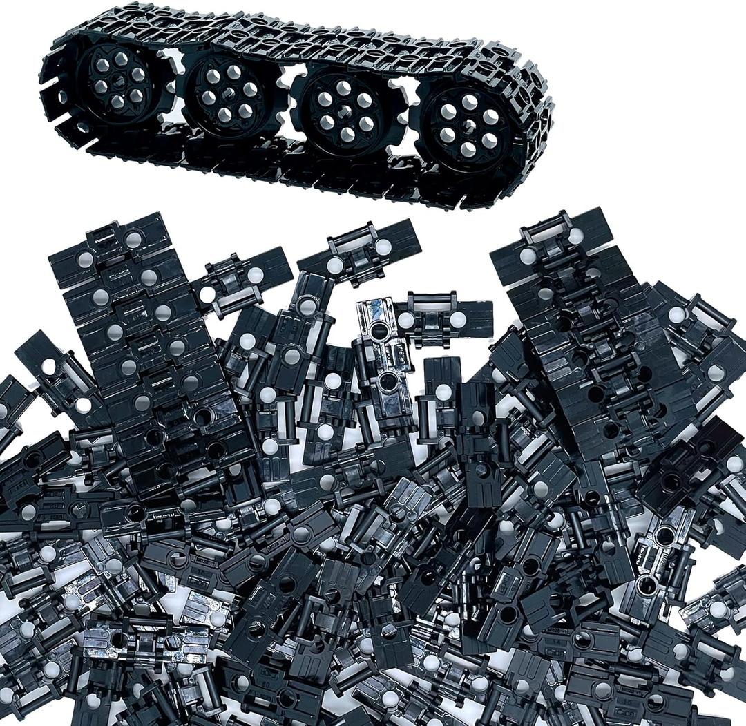 108Pcs Technical Parts Tank Track Wheels Treads Chain Links Motorcycle Car Accessories Building Blocks Toys for 6-12 Years Old Boys Kids Gift Tight fit Major Brands