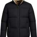 hathne Men's Winter Warm Fleece Lined Jacket Lightweight Thick Stand Collar Full Zip Jacket Coat(Grey Brown, Small) 