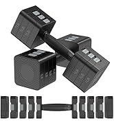 22LBS Adjustable Dumbbells Set, Hand Weights Sets with 5 Levels 3lb, 5lb, 7lb, 9lb, 11lb, Adjustable Weight Dumbbells for Women/Men Home Gym Full Body Workout (Black)