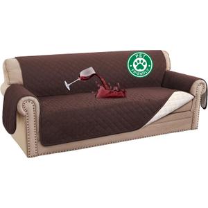 Turquoize 100% Waterproof Couch Cover Sofa Covers Washable Couch Covers for 3 Cushion Couch Pet Friendly Triple Non-Slip Couch Cover for Dogs Furniture Covers for Pets, Kids,Dog (Sofa 70", Brown)