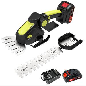 Hedge Trimmer Cordless, 2-in-1 Handheld Electric Glass Shear Cutter with 2.0Ah Rechargeable Battery, Mini Grass Shrub Trimmer for Garden, Pruning Yard and Lawn (Green)