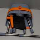 Broom and Dustpan Set for Home, Broom and Dustpan Combo for Office, Long Handle Broom with Upright Standing Dust pan,Indoor&Outdoor Sweeping (Gray&Orange)