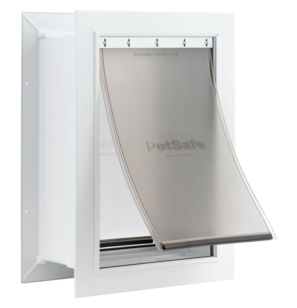PetSafe Wall Entry Pet Door  RustFree Telescoping Frame  Easy Install for Interior & Exterior Walls 4 3/4"  7" Thick  Medium  for Pets Up to 40 Lb
