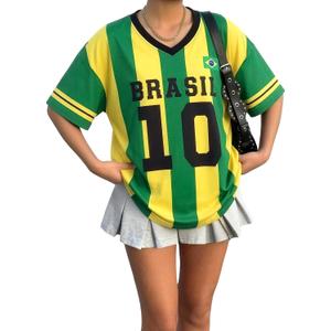 2026 Soccer Cup Shirt Women Oversized Mexico Brazil Shirts Funny Argentina Soccer Jerseys Spain V Neck T Shirts (S)