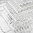 FunStick White Grey Herringbone Peel and Stick Backsplash for Kitchen, Bathroom, Shower - 12"x12" Subway Tile Stickers - 5 Sheets (4 sq ft) - Removable, Heat Resistant, Easy to Install