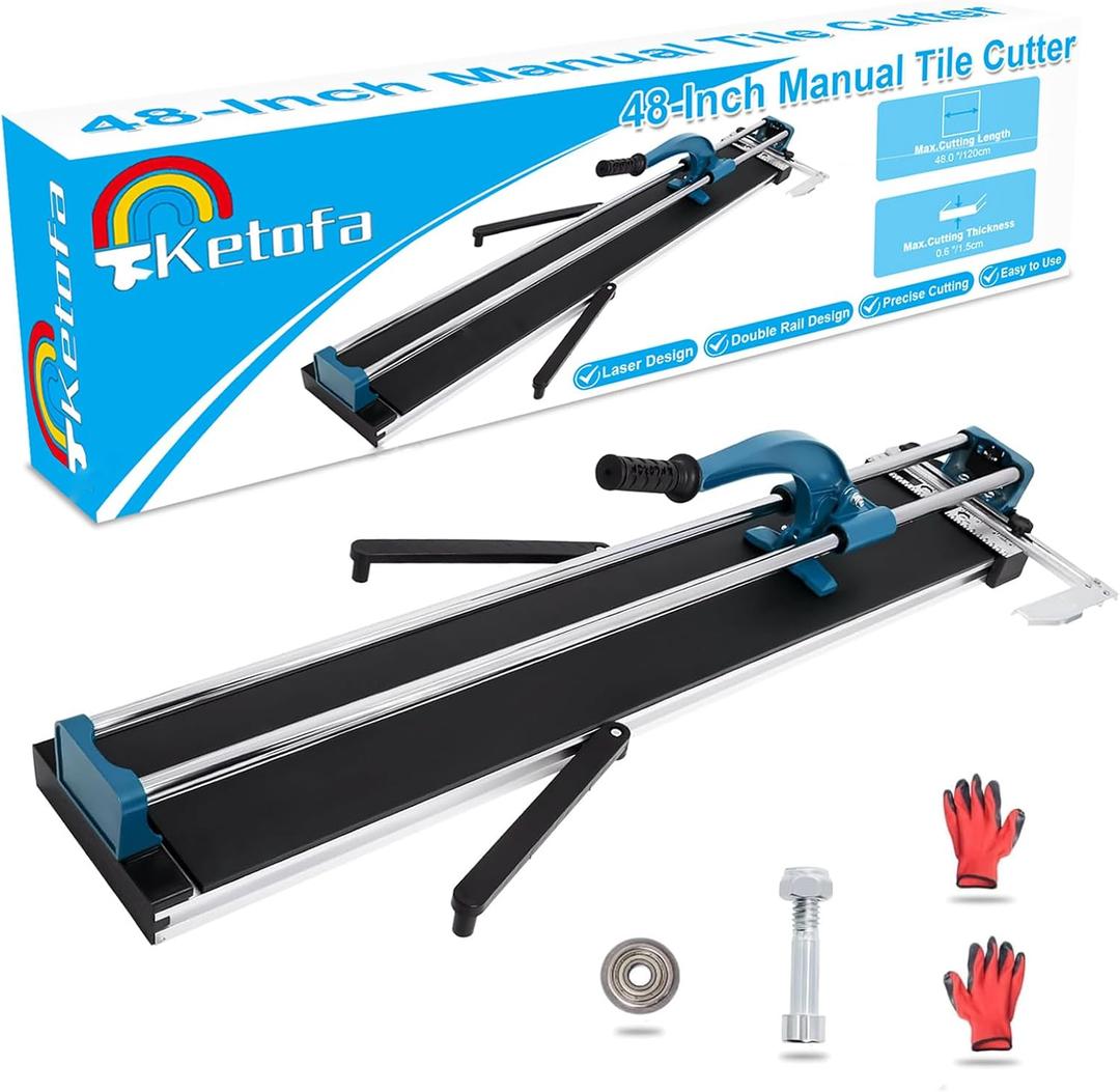 48-Inch Manual Tile Cutter, Laser Guided Precision, Tungsten Carbide Cutting Wheel, Ideal for Porcelain and Ceramic Tiles, Durable All-Steel Construction, Tile Cutting Machine