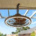 20" Outdoor Ceiling Fans with Light for Patios, IP65 Waterproof Plug in Ceiling Fan, Gazebo Hanging Fan with Remote Control App, Dimmable LED, 6-Speeds for Porch Pergola