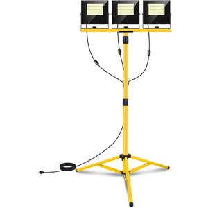 36000 Lumen Work Lights with Stand, 3 Adjustable Head LED Work Light with Adjustable and Foldable Tripod Stand, IP67 Waterproof Lamp Individual Switch with 16FT Cord for Outdoor Construction Lighting