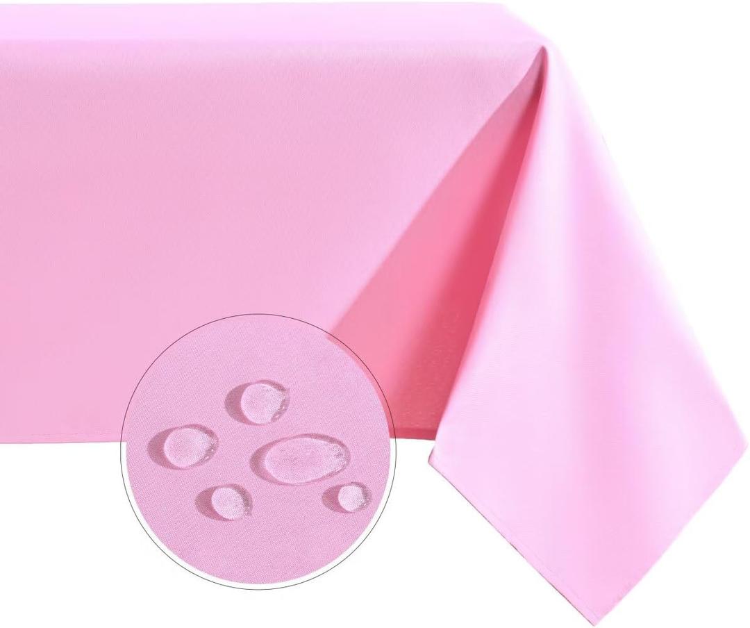 Rectangle Tablecloth Water and Stain Resistant Washable Table Cloth Selected Wrinkle Free Polyester Table Cover for Dining, Parties, Camping (60 x 84 Inch, Pink)