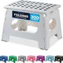 Handy Laundry Folding Lightweight Step Stool is Sturdy Enough to Support Adults and Safe Enough for Kids. Opens Easy with One Flip. Great for Kitchen, Bathroom or Bedroom. (White) (9-Inch)