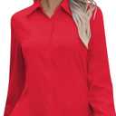 Womens Button Down Shirts Fashion Formal Dress Shirt Collared Wrinkle Free Long Sleeve Blouse Work Office Tunics Tops S