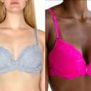 Smart & Sexy Women's Signature Lace Push Up Bra, Single and 2-Pack, 42C