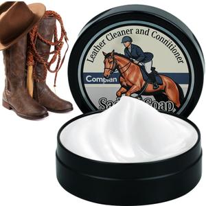 Saddle Soap for Leather Cleaning-2.8 Oz-Leather Cleaner and Conditioner, to Soften, Moisturizer, Protector, and Restorer Car Seat, Couch, Shoe, Purse, Boot, Bag, Saddle