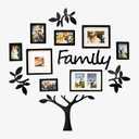 Jerry & Maggie Family Tree Picture Frames Wall Mount Design, Frame Wall Photo Plaque, College Decoration Combination, PVC Photo Frame Tree Loving Room Wall Decor with Hanging Template (Black)