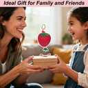 Fruit Coin Purse Keychain, Mini Leather Strawberry Bag Charms, Small Zipper Coin Pouch for Women