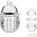 Caviar Serving Set,Chilled bowl Glass Caviar Dish With Lids, Ice Bowls to Keep Food Cold, Elegant Serving Tray for Caviar Shrimp and Party Appetizers dip bowl ice cream (Checkered)