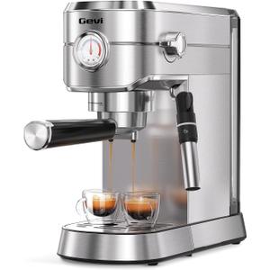 Gevi Espresso Machine 20 Bar - Auto Milk Frother & Steam Wand, NTC Temp Control, Compact Stainless Steel Cappuccino Maker, Ideal for Coffee Lovers & Home Baristas (EXP 09/23/26)