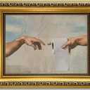 YD&YZY Gold Framed Vintage Funny Humor Bathroom Wall Art God Gives Toilet Paper Wall Decor Unique Art Painting Picture Print Whimsical Bathroom Restroom 8x10 inch Small Framed