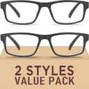 2 Pack Reading Glasses,Upgraded TR Blue Light Blocking Reading Glasses,Filter UV Ray/Glare Computer Readers,Stylish Lightweight Spring Hinges Eyeglasses for Women Men(2-pack Black,1.0)