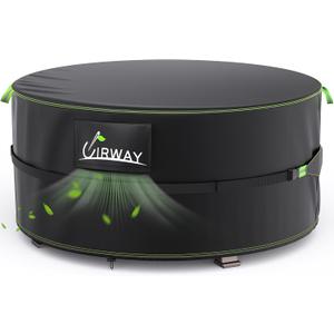 UIRWAY Fire Pit Cover 44 Inch Round, Waterproof Outdoor Fire Pit Cover, 600D Heavy Duty Oxford Fabric Firepit Cover with PVC Coating, Strong Tear & Windproof Patio Fire Pit Table Cover, Black