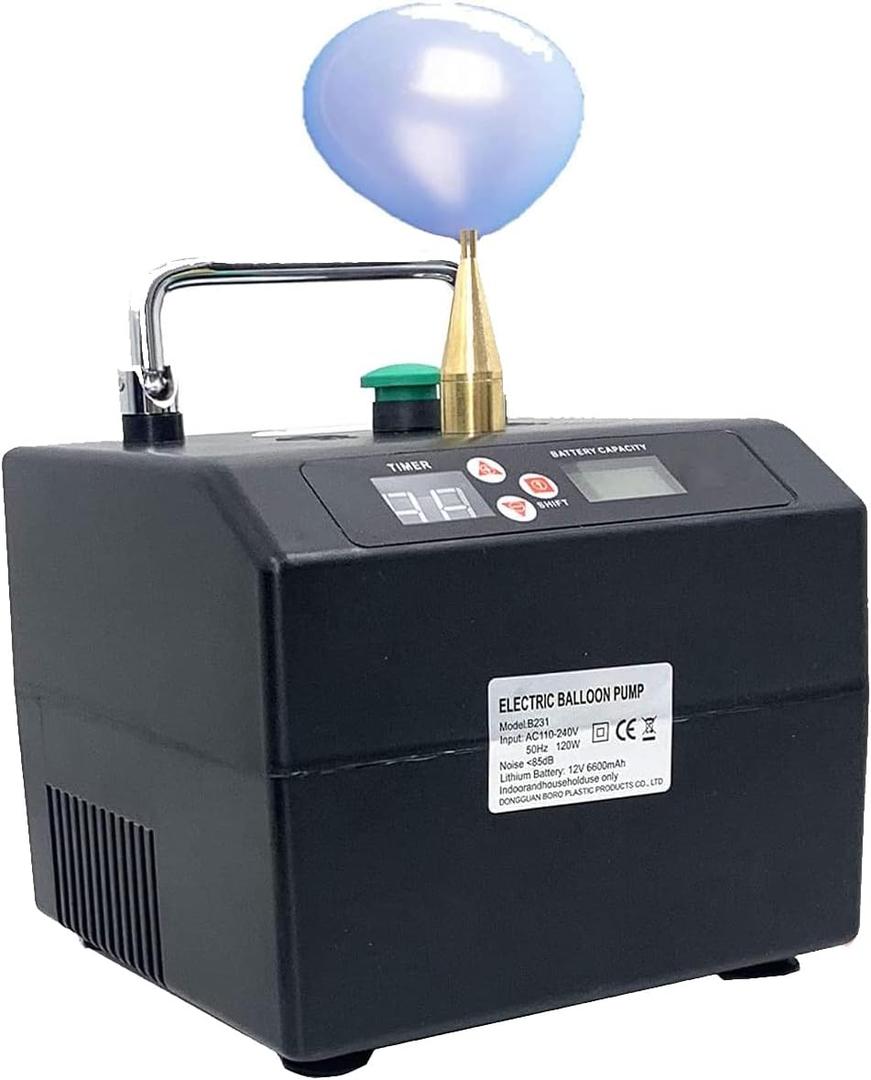 Electric Air Inflator Digital Timer Electric Balloon Inflator Machine, Portable Balloon Pump Professional Automatic Modeling Balloon Blower Pump for for Decoration, Party, Sport,Gifts
