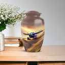 Vintage Airplane Cremation Urn, Adult Memorial Urn with Velvet Bag, Decorative Aviation Design