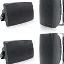 Herdio 6.5 Inch 800W Outdoor Bluetooth Speakers Wired Waterproof with Multifunctional Amplifier, Wall Mount Speaker for Patio Home Poolside Deck Backyard(2 Pairs,Black)