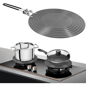 Gas Stove Heat Diffuser Plate, 11 inch Aluminum Non-Stick Coating Plate Thickening with Anti-Scalding Handle, Round Fast Defrosting Tray Cookware Simmering Thawing Plate Conduction Multifunctional